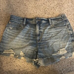 Aerie Blue Distressed Jean Shorts